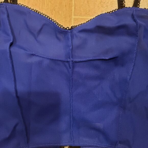 Reformation Blue & Black Mesh Crop Top - Picture 5 of 12